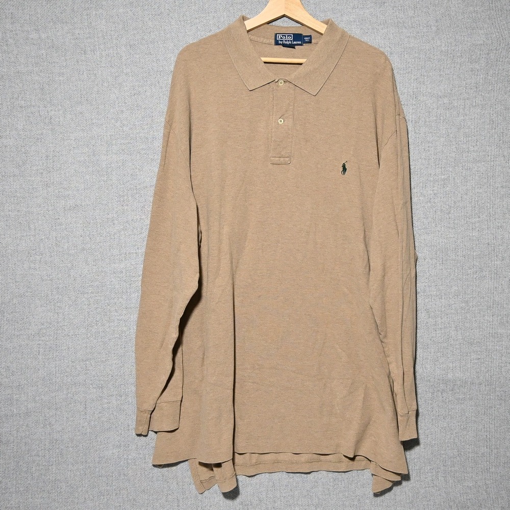 Polo Ralph Lauren Polo Shirt Mens Long Sleeve 4XLT Tan